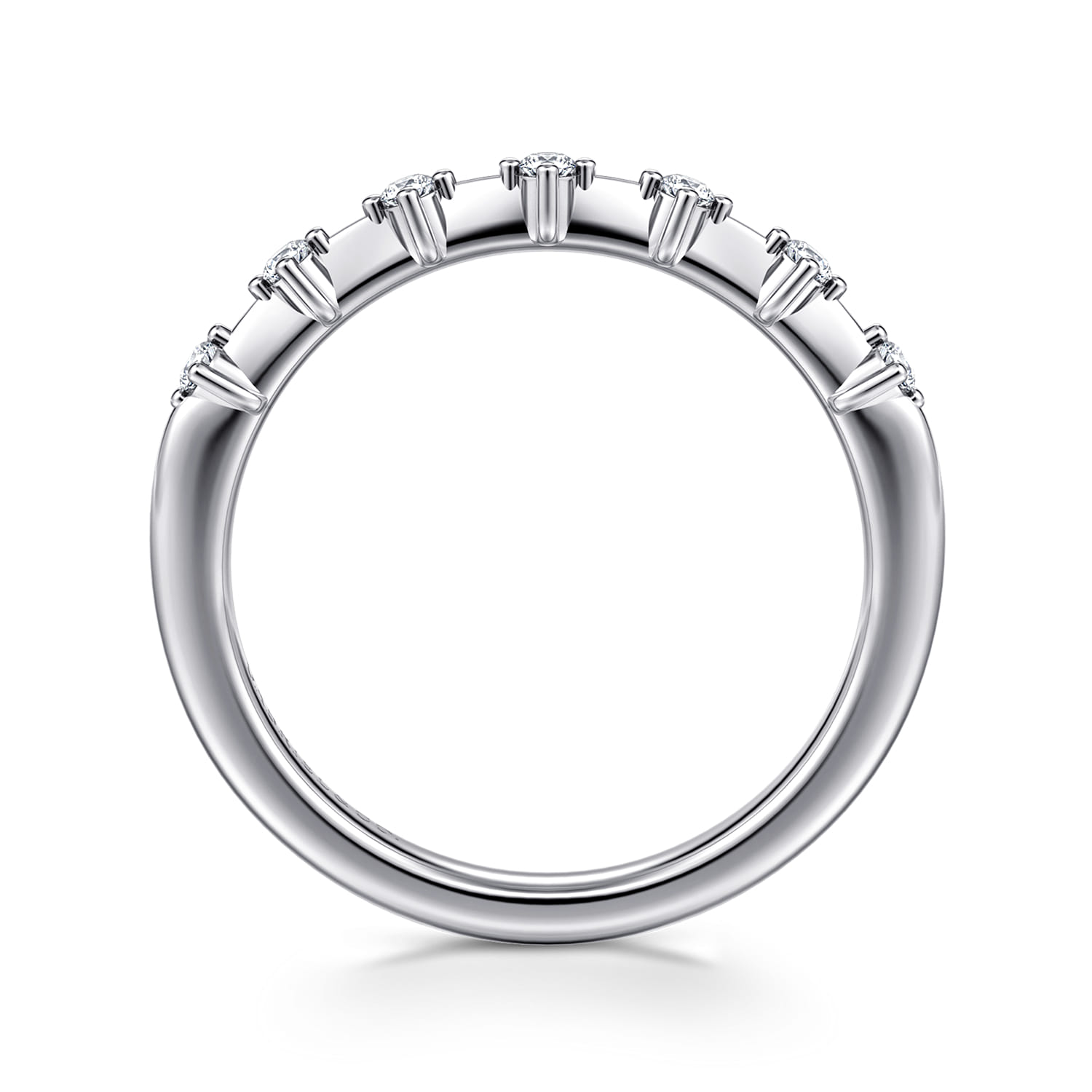 Straight Wedding Ring in 14k White Gold with Round Natural Diamond at Gabriel & Co. - Shot 2