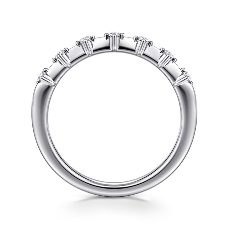 Straight Wedding Ring in 14k White Gold with Round Natural Diamond at Gabriel & Co. - Shot 2