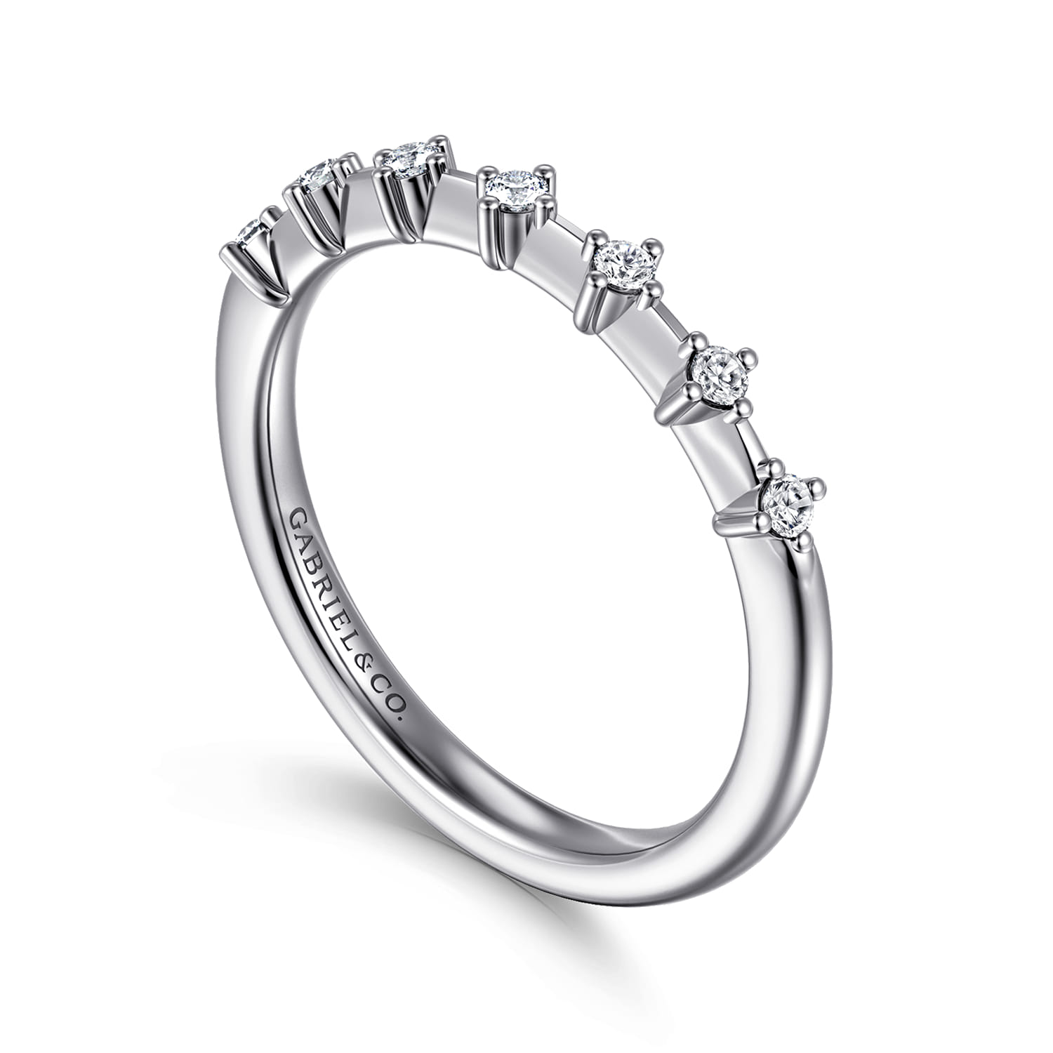 Straight Wedding Ring in 14k White Gold with Round Natural Diamond at Gabriel & Co. - Shot 3