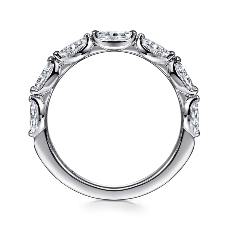 Straight Wedding Ring in 14k White Gold with Marquise Natural Diamond at Gabriel & Co. - Shot 2