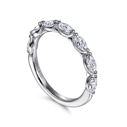 14K White Gold Prong Setting Marquise Shape Diamond Anniversary Band
