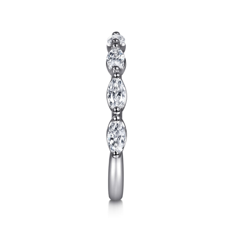 Straight Wedding Ring in 14k White Gold with Marquise Natural Diamond at Gabriel & Co. - Shot 4