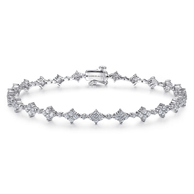 14K White Gold Quatrefoil Diamond Tennis Bracelet - 1.95 ct - Shot 1