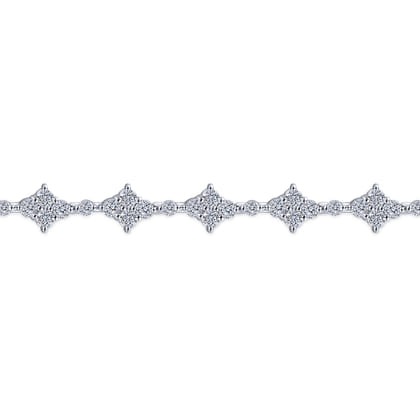 14K White Gold Quatrefoil Diamond Tennis Bracelet
