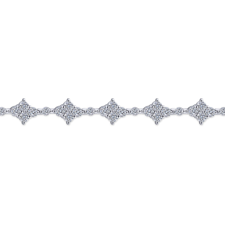 14K White Gold Quatrefoil Diamond Tennis Bracelet - 1.95 ct - Shot 2