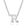 14K White Gold R Initial Necklace