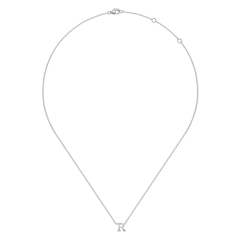 14K White Gold R Initial Necklace - Shot 2
