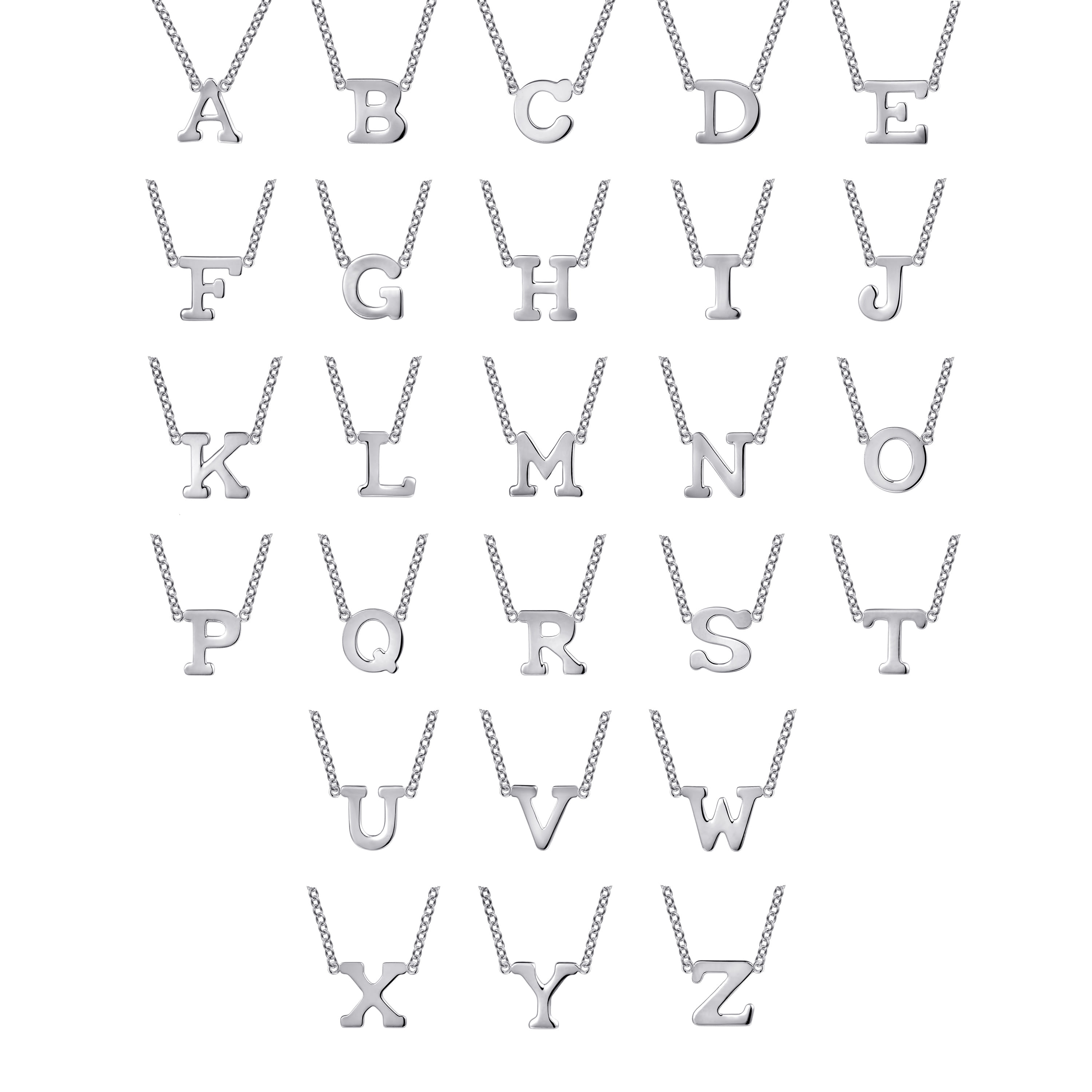 14K White Gold R Initial Necklace - Shot 3