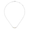 14K White Gold Rainbow Color Stone Curved Bar Necklace