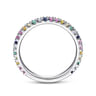 14K White Gold Rainbow Color Stone Stackable Ring