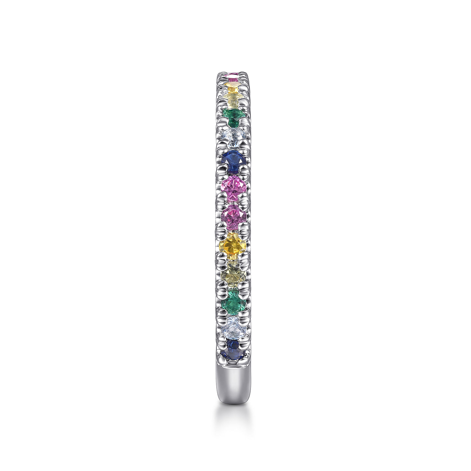 14K White Gold Rainbow Color Stone Stackable Ring - Shot 4