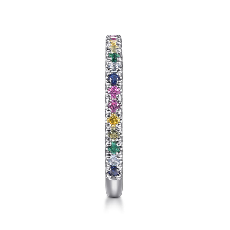 14K White Gold Rainbow Color Stone Stackable Ring - Shot 4