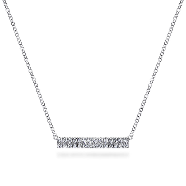 14K White Gold Rectangular Diamond Bar Necklace - 0.25 ct - Shot 1