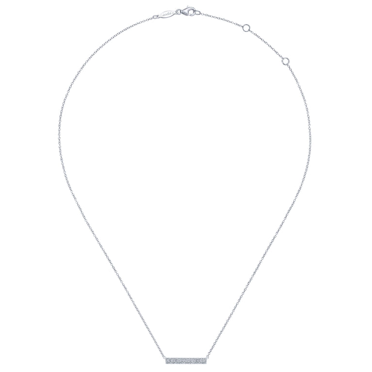 14K White Gold Rectangular Diamond Bar Necklace - 0.25 ct - Shot 2
