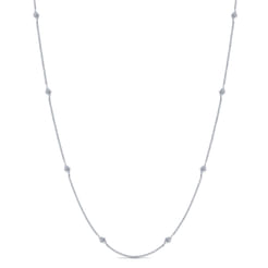 14K White Gold Rhombus and Diamond Station Necklace