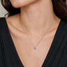 14K White Gold Rose CZ and Diamond Pendant Necklace - 0.07 ct