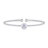 14K White Gold Round A Initial Diamond Bujukan Cuff Bracelet - 0.04 ct