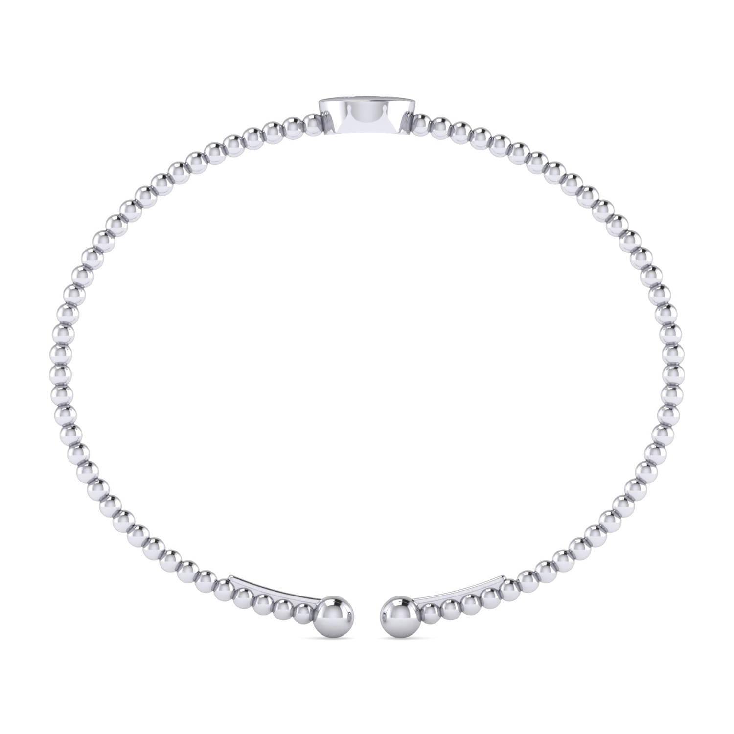 14K White Gold Round A Initial Diamond Bujukan Cuff Bracelet - 0.04 ct - Shot 3