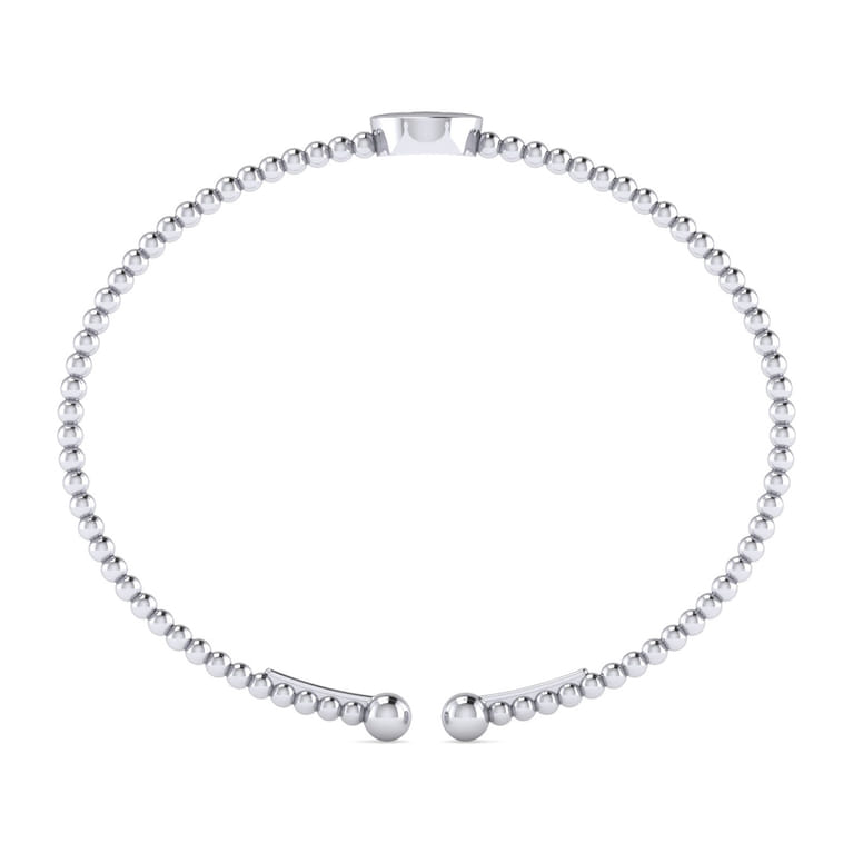 14K White Gold Round A Initial Diamond Bujukan Cuff Bracelet - 0.04 ct - Shot 3