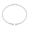 14K White Gold Round A Initial Diamond Bujukan Cuff Bracelet - 0.04 ct