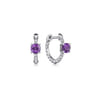 14K White Gold Round Amethyst Bujukan Huggies
