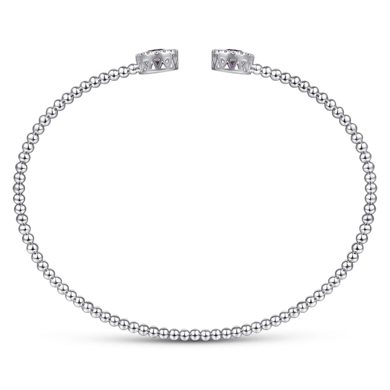 14K White Gold Round Amethyst and Diamond Halo Bujukan Bangle - 0.16 ct - Shot 3