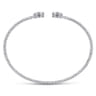 14K White Gold Round Amethyst and Diamond Halo Bujukan Bangle - 0.16 ct