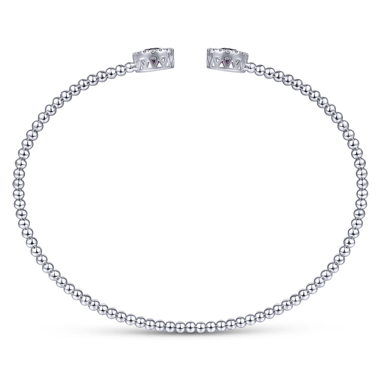 14K White Gold Round Amethyst and Diamond Halo Bujukan Bangle - 0.16 ct - Shot 3