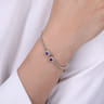 14K White Gold Round Amethyst and Diamond Halo Bujukan Bangle - 0.16 ct