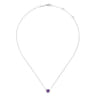 14K White Gold Round Amethyst and Diamond Halo Pendant Necklace - 0.07 ct