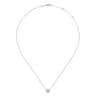 14K White Gold Round Aquamarine and Diamond Halo Pendant Necklace - 0.07 ct
