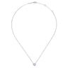 14K White Gold Round Aquamarine and Diamond Heart Pendant Necklace - 0.09 ct