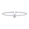 14K White Gold Round B Initial Diamond Bujukan Cuff Bracelet - 0.05 ct