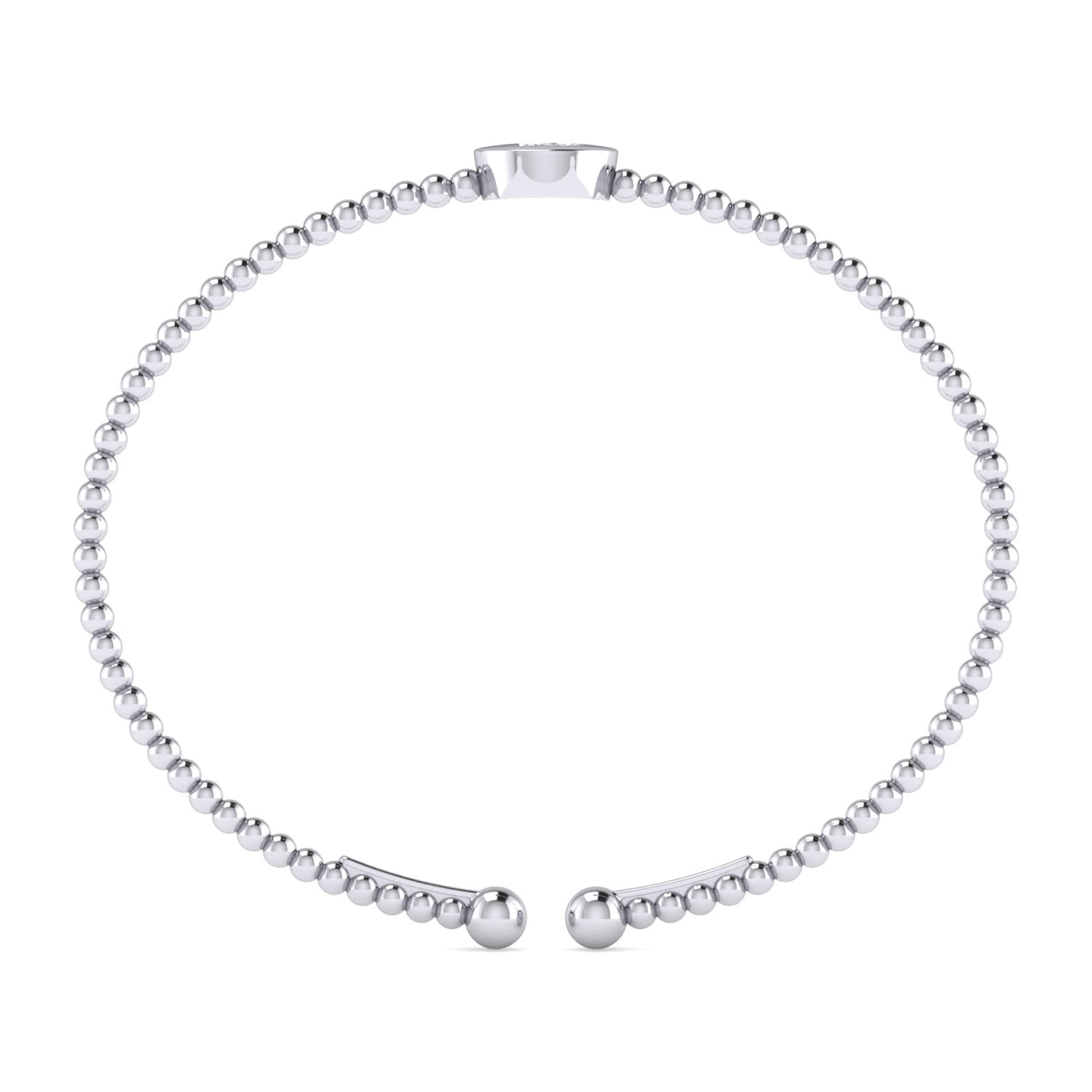 14K White Gold Round B Initial Diamond Bujukan Cuff Bracelet - 0.05 ct - Shot 3