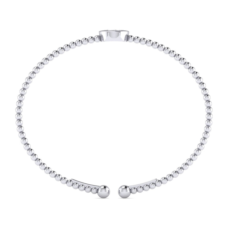 14K White Gold Round B Initial Diamond Bujukan Cuff Bracelet - 0.05 ct - Shot 3