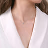 14K White Gold Round Bezel Set Diamond Pendant Necklace - 0.1 ct