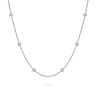 14K White Gold Round Bezel Set Diamond Station Necklace - 0.14 ct