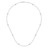 14K White Gold Round Bezel Set Diamond Station Necklace - 0.14 ct