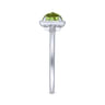 14K White Gold Round Bezel Set Peridot Ring with Diamond Side Accents - 0.05 ct