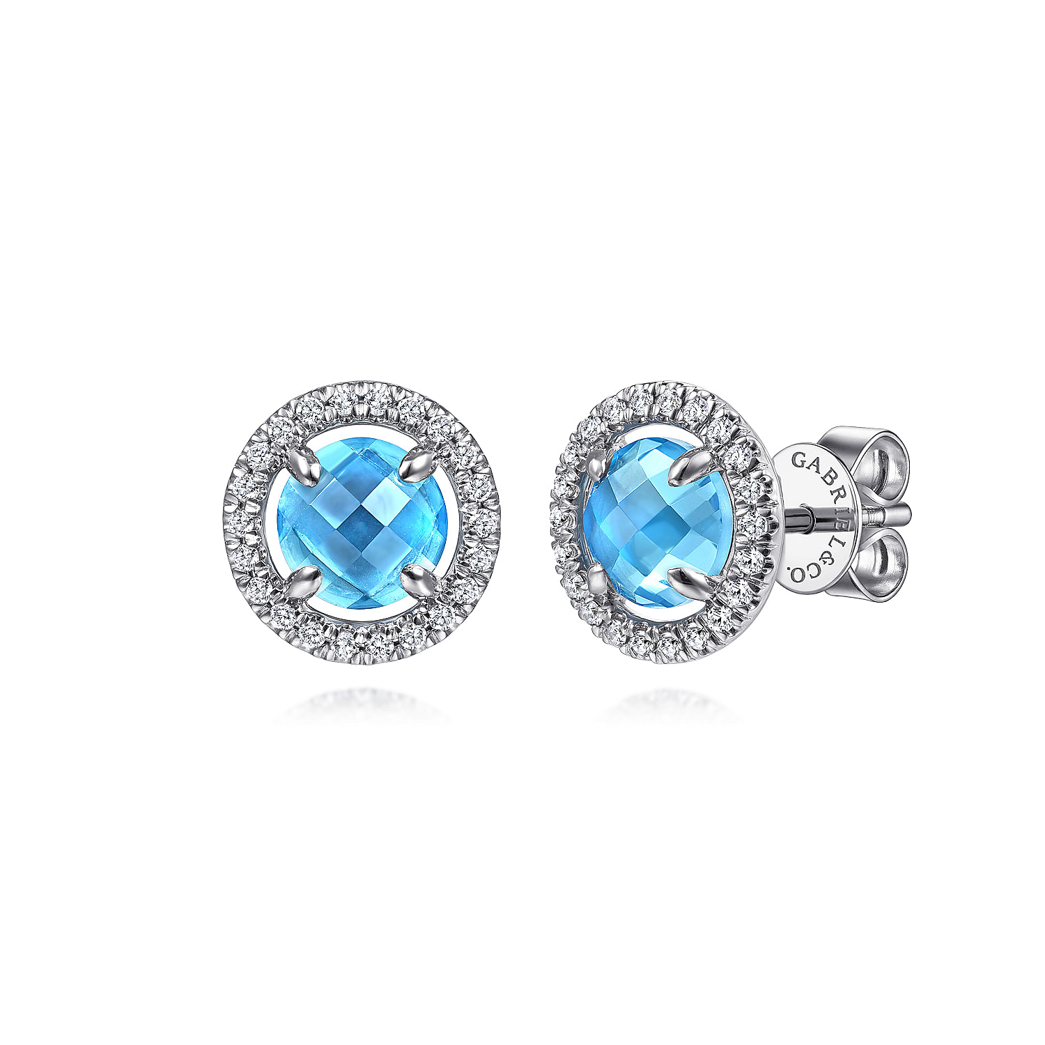 925 Sterling Silver Cushion Topaz Halo Bridesmaid Studs Earrings, 14K White Gold Sky hot Blue Topaz Halo Diamonds Earrings, Christmas gifts