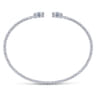 14K White Gold Round Blue Topaz and Diamond Halo Bujukan Bangle - 0.16 ct