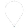 14K White Gold Round Blue Topaz and Diamond Heart Pendant Necklace - 0.09 ct