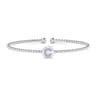 14K White Gold Round C Initial Diamond Bujukan Cuff Bracelet - 0.04 ct