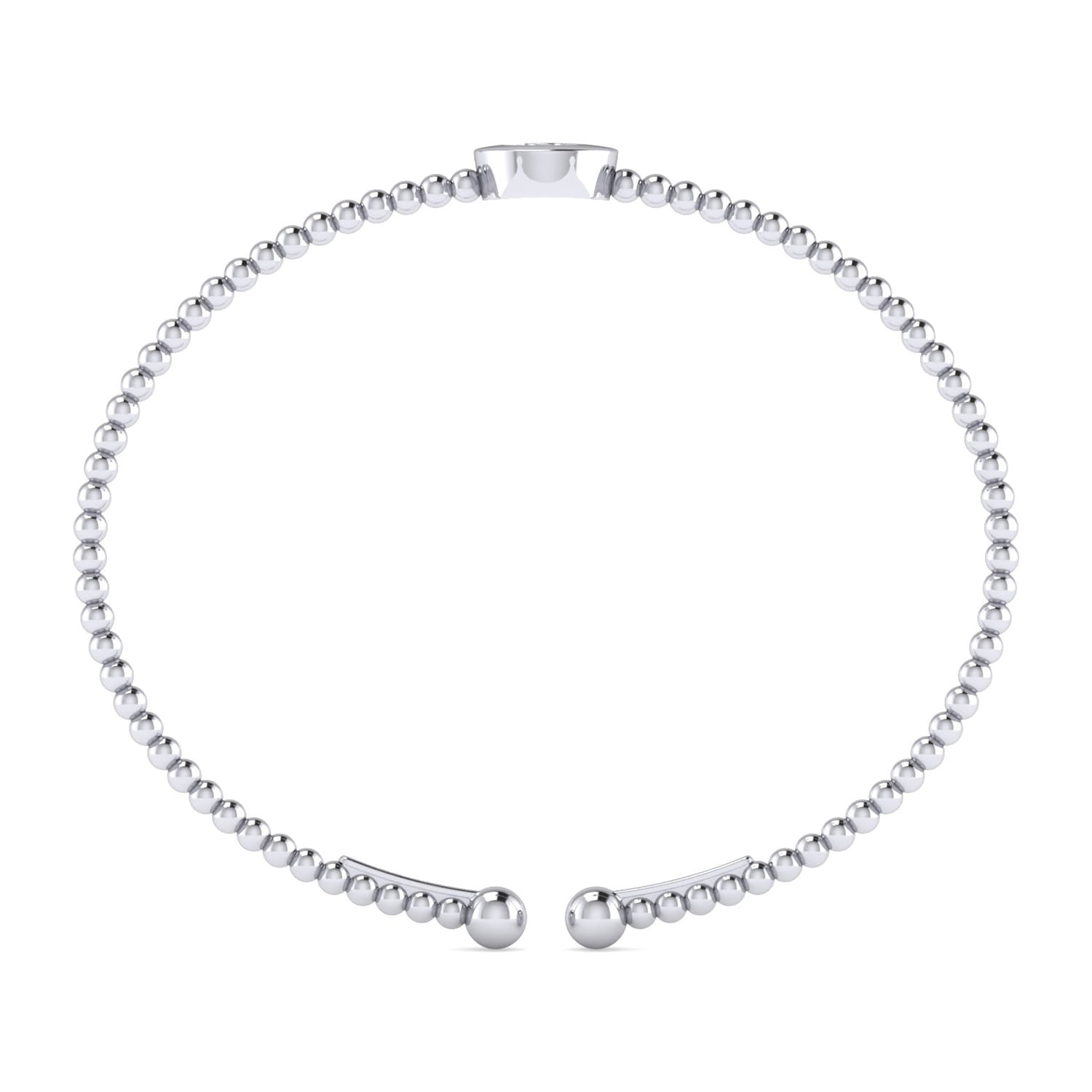 14K White Gold Round C Initial Diamond Bujukan Cuff Bracelet - 0.04 ct - Shot 3