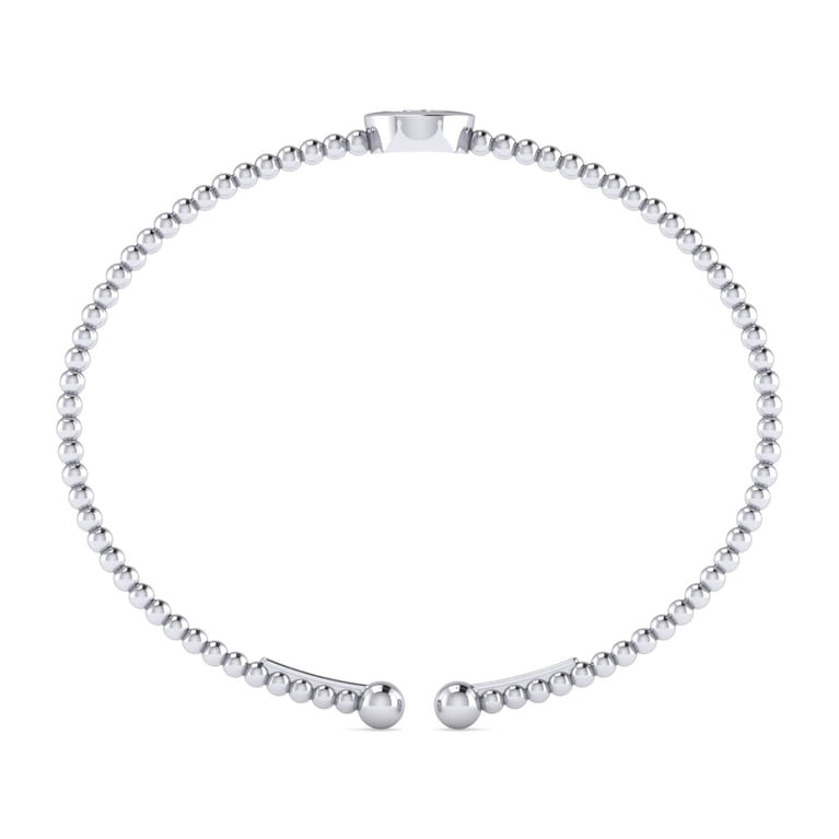 14K White Gold Round C Initial Diamond Bujukan Cuff Bracelet - 0.04 ct - Shot 3