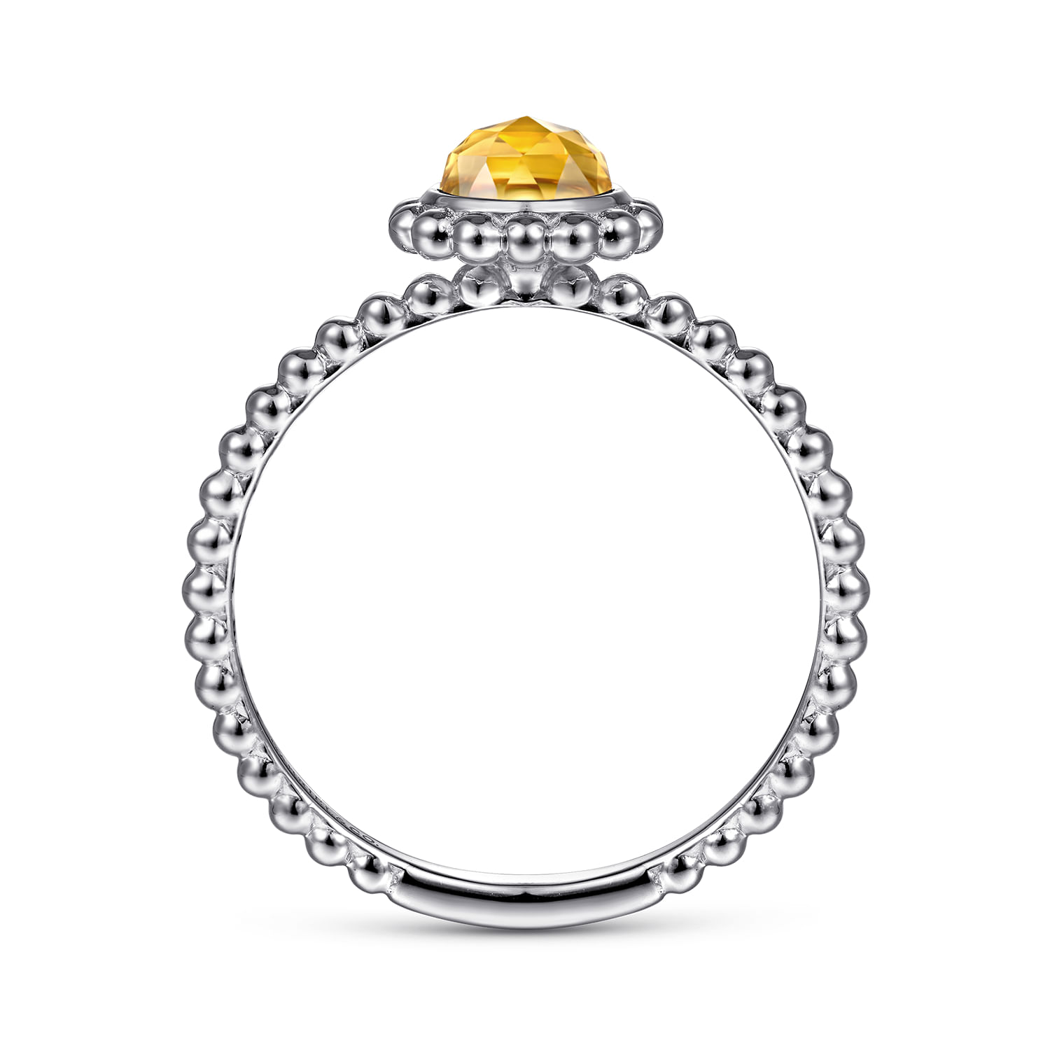 14K White Gold Round Citrine Bujukan Beaded Ring