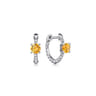 14K White Gold Round Citrine Bujukan Huggies