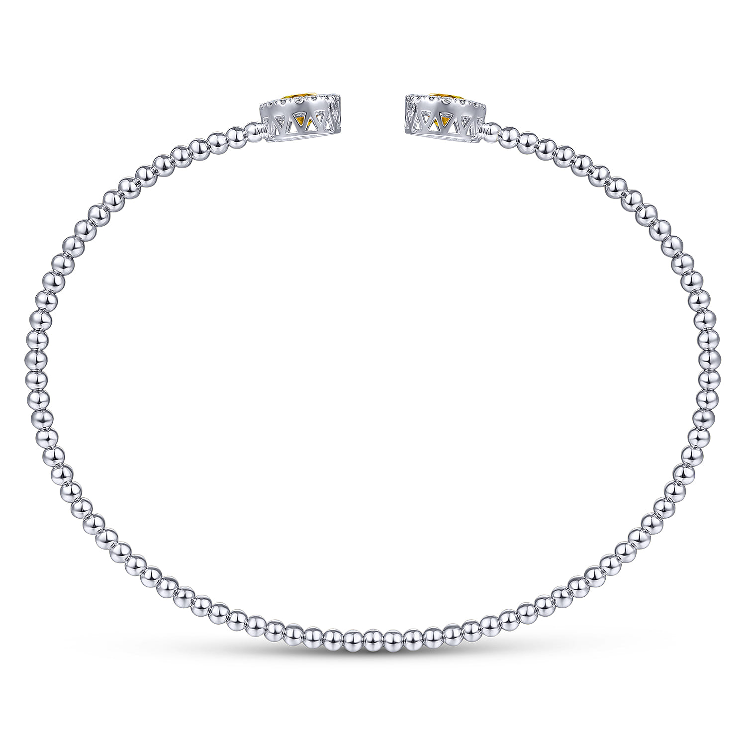 14K White Gold Round Citrine and Diamond Halo Bujukan Bangle - 0.16 ct - Shot 3