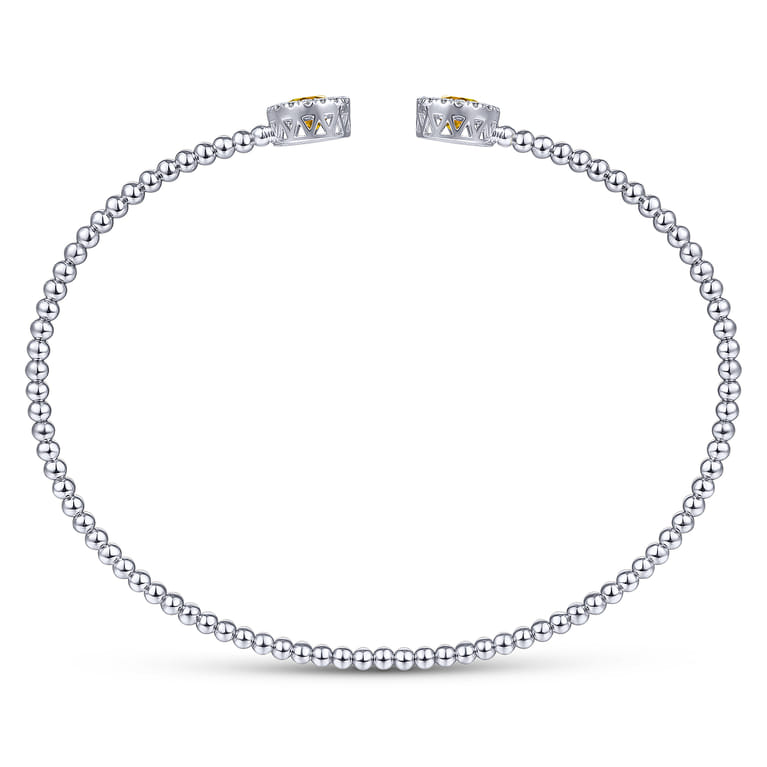 14K White Gold Round Citrine and Diamond Halo Bujukan Bangle - 0.16 ct - Shot 3