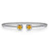 14K White Gold Round Citrine and Diamond Halo Bujukan Bangle - 0.16 ct